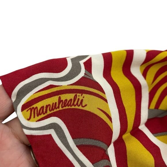 Manuheali'i Hawaiian Cold Shoulder Abstract Swing Dress Red Yellow size XL - Picture 2 of 7